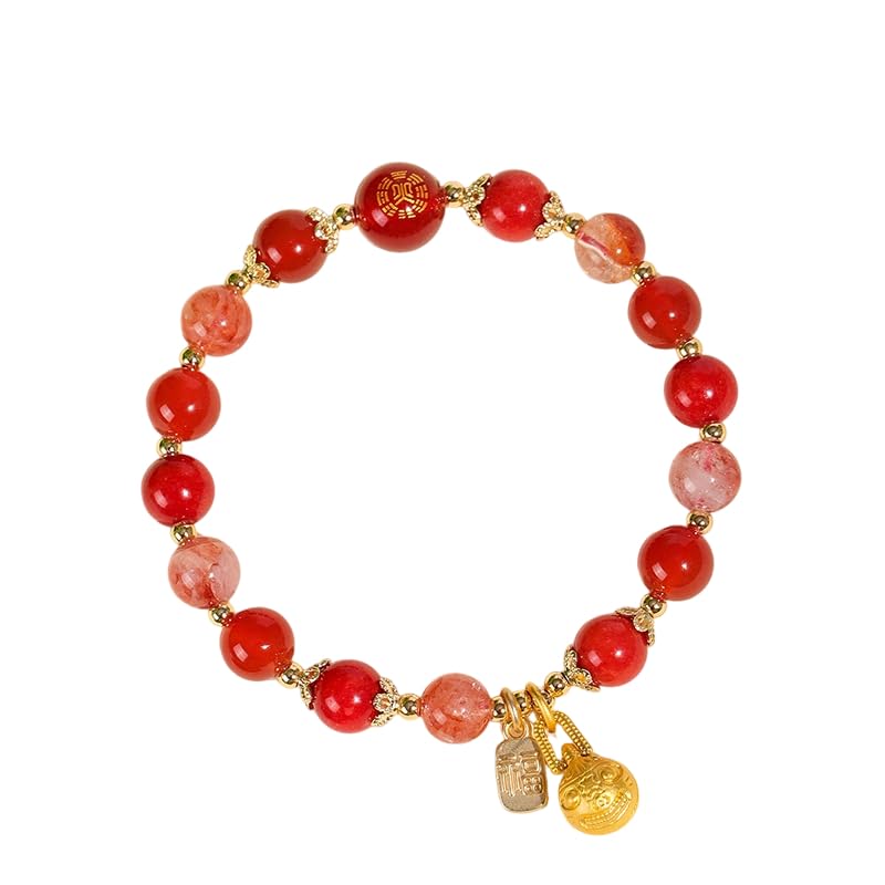 Feng Shui Bracelet for Women – Crystal Beaded Energy Bracelet with Imperial Palace-Style Gold-Swallowing Beast, Good Luck, Wealth & Positive Energy
