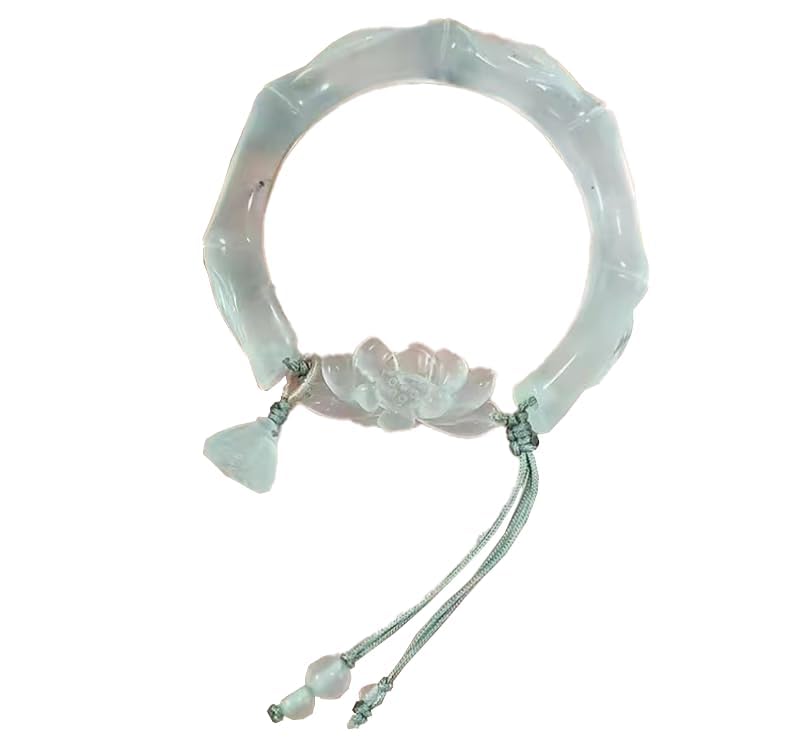 Handcrafted Lotus Knot Resin Bracelet with Tassel, Light Green, Adjustable Chinese style, good luck, feng shui bracelet, ladies' birthday gift Banquet/Christmas Gift/New Year gift/Valentine's Day gift