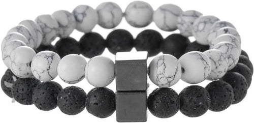 2-Piece Set: Matte Lava Stone Bead Stretch Bracelets (Couple's Set) – Stress Relief & Aromatherapy Jewelry