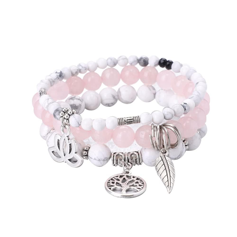 Tree of Life Yoga Healing Stone Bracelets,Multilayer Lotus Chakra Stone Reiki Bracelet Sets,Anxiety Crystal Natural Stone,for Women Stress Relief