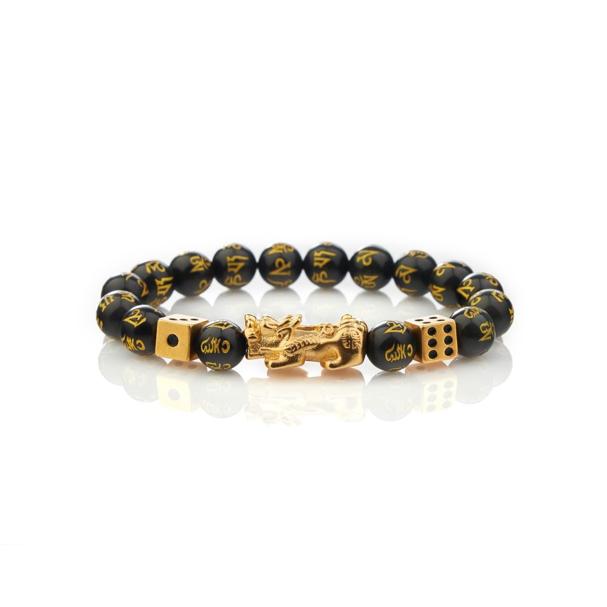 Buddha & Karma Double-Headed Golden Dragon Bracelet – Wealth, Strength & Protection