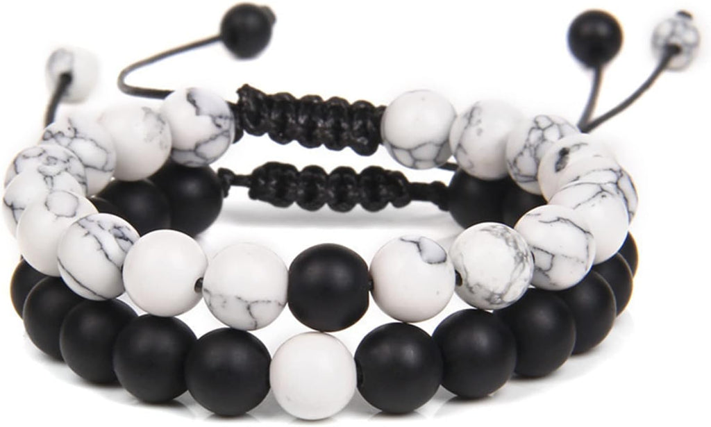2-Piece Set: Matte Lava Stone Bead Stretch Bracelets (Couple's Set) – Stress Relief & Aromatherapy Jewelry