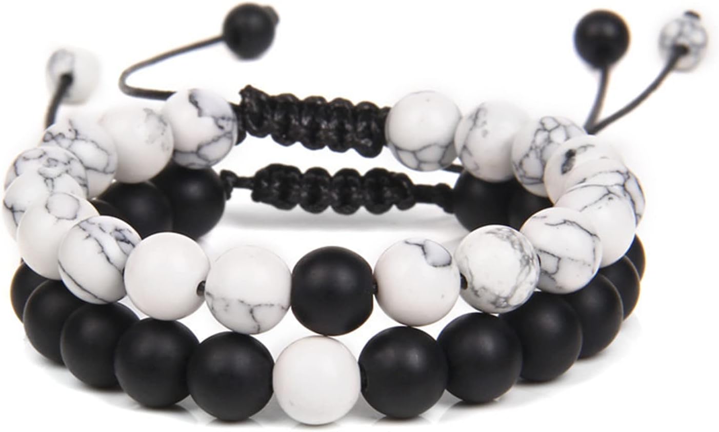 2-Piece Set: Matte Lava Stone Bead Stretch Bracelets (Couple's Set) – Stress Relief & Aromatherapy Jewelry