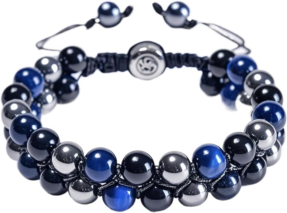 Triple Protection Energy Bracelet, Healing Crystals for Negative Energy Protection, Unisex Amulet with Obsidian, Tiger Eye, and Onyx Stones, Spiritual Jewelry for Men and Women, Healing, Manifestation, and Wellness