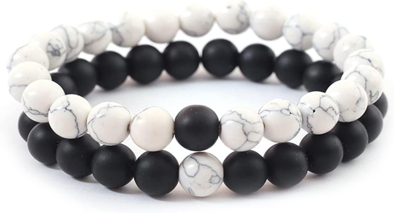 2-Piece Set: Matte Lava Stone Bead Stretch Bracelets (Couple's Set) – Stress Relief & Aromatherapy Jewelry