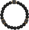 8mm Black Onyx and Volcanic Stone Bead Bracelet