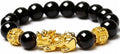 Black Obsidian Pixiu Wealth Bracelet for Women and Men, Feng Shui Pi Yao Prosperity Bracelet with Beads, Elastic Fahsion Jewelry
