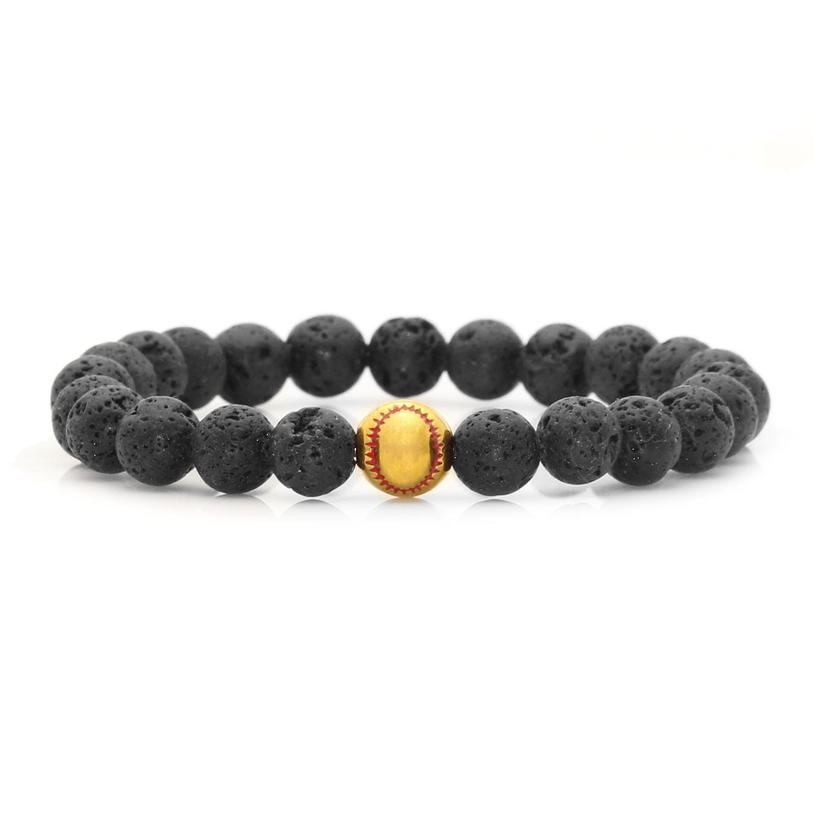 Cross Bead Bracelet: 8mm Volcanic Rock, Turquoise, Tiger's Eye, and Black Jade Bracelet—A Source of Energy and Protection