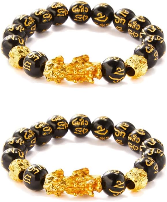 FengShui Bracelets for Women Wealth And Luck Bracelet Black Obsidian Pixiu Wealth Bracelet FengShui Beaded Strand Bracelets for Women Men