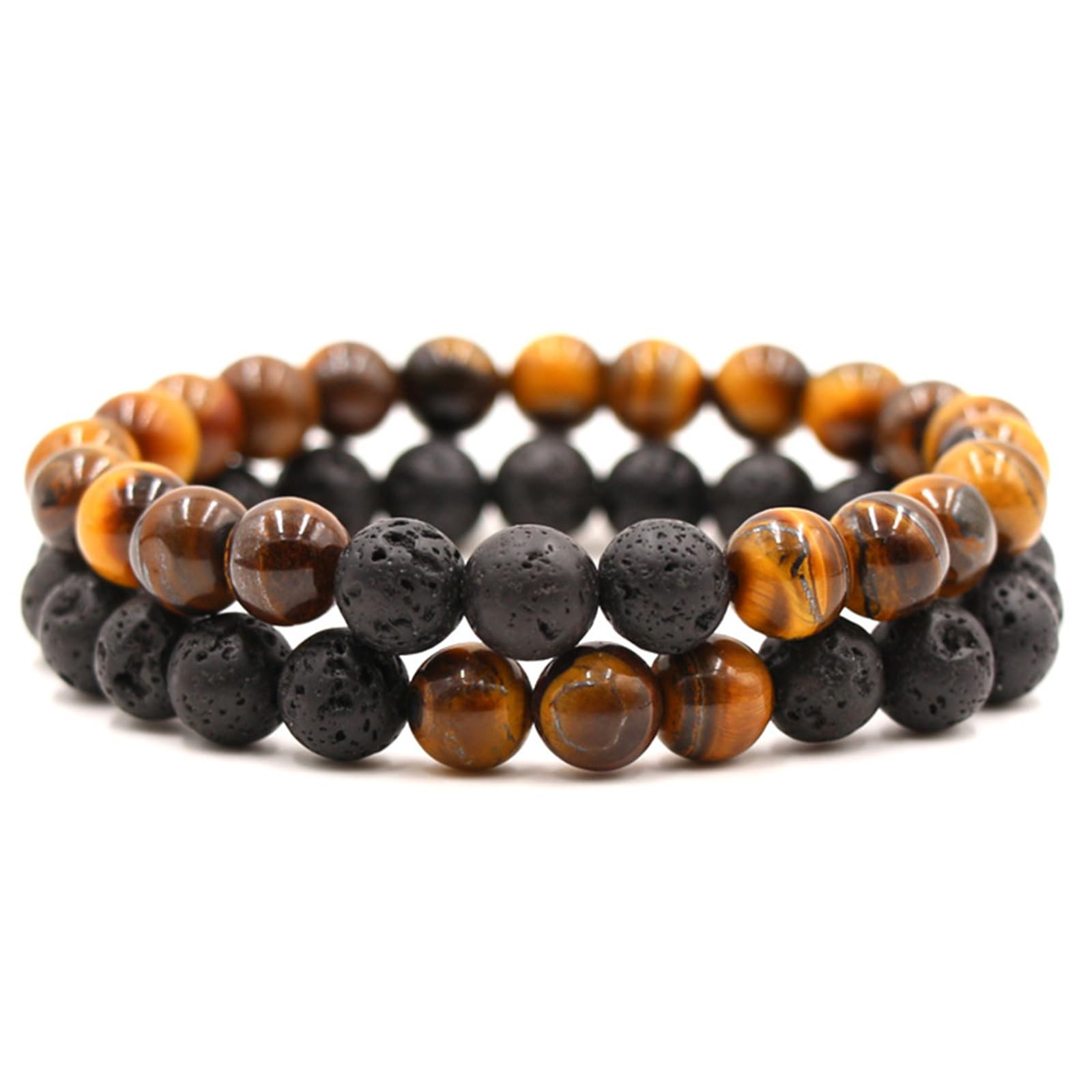 2-Piece Set: Natural Stone Bead Adjustable Bracelet, Essential Oil Diffuser, Aromatherapy Bracelet, Couple's Set, Friendship, Energy, Yoga, Stress Relief, Accessories
