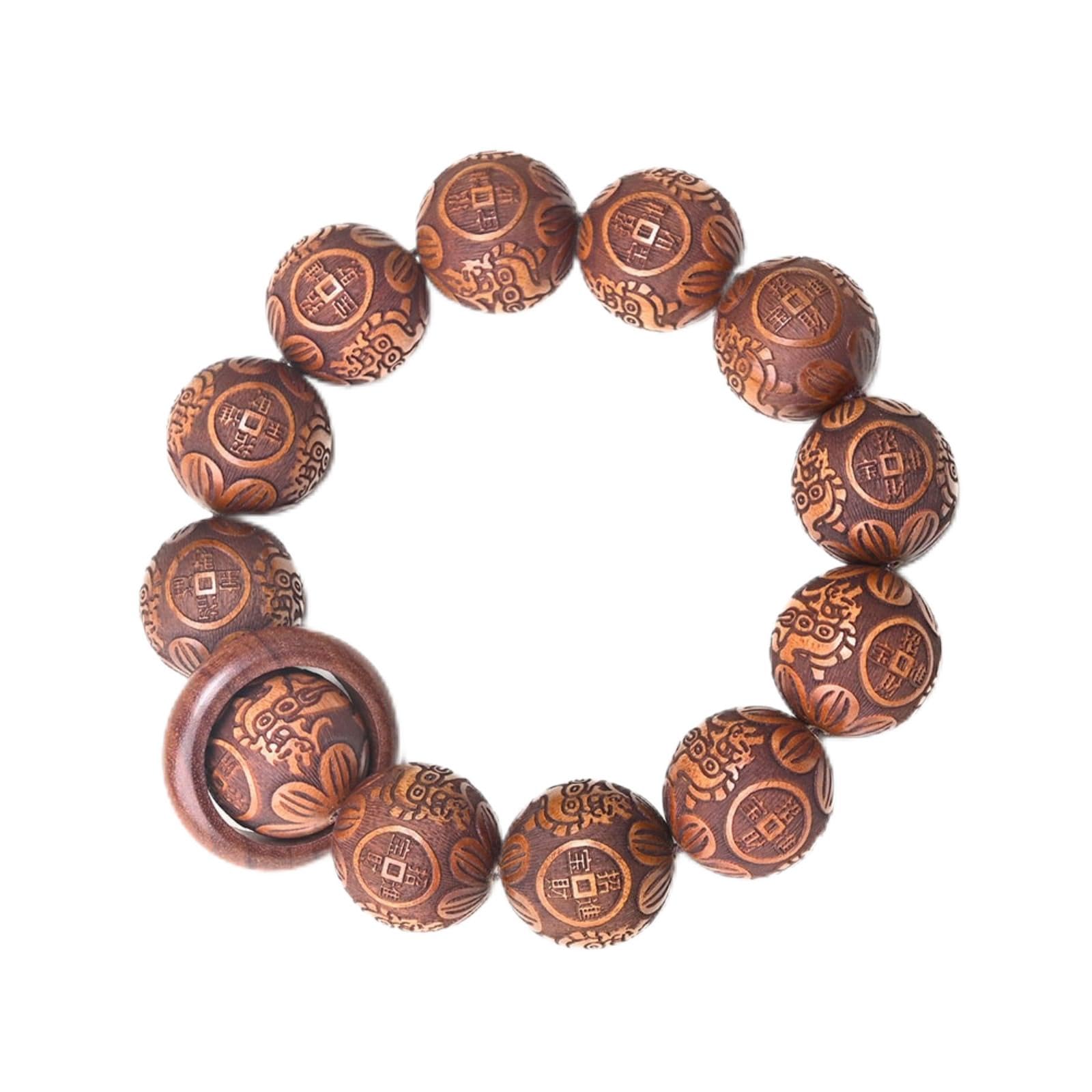 Natural Wooden Bracelet  Bead diameter: 0.8 inches, 12 beads, energy healing