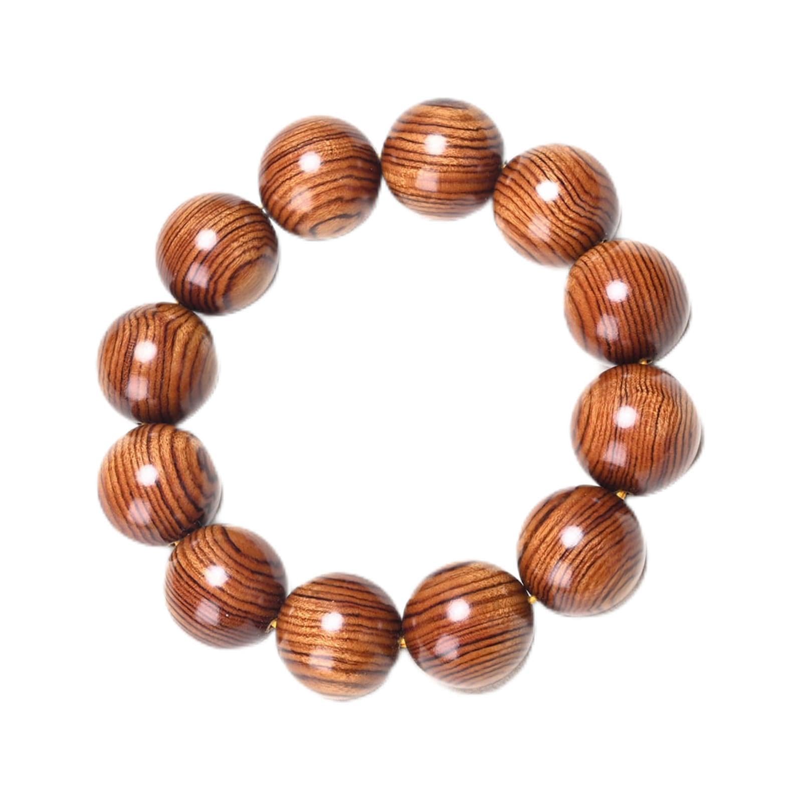 Natural Wooden Bracelet  Bead diameter: 0.8 inches, 12 beads, energy healing