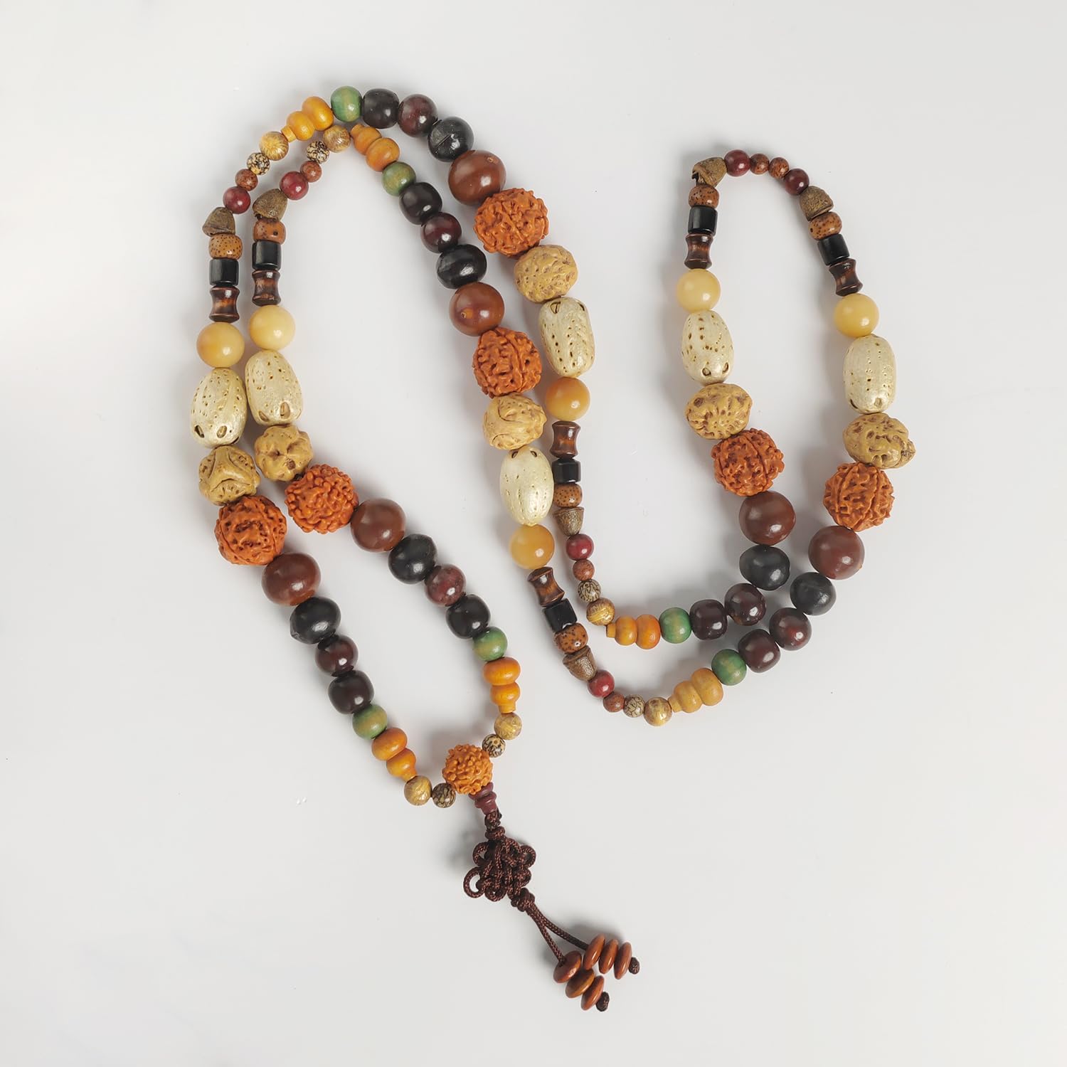 108 Beads Mala Necklace for Meditation Made of 18 Kinds of Bodhi Seeds Buddhist Prayer Beads Mala Bracelet