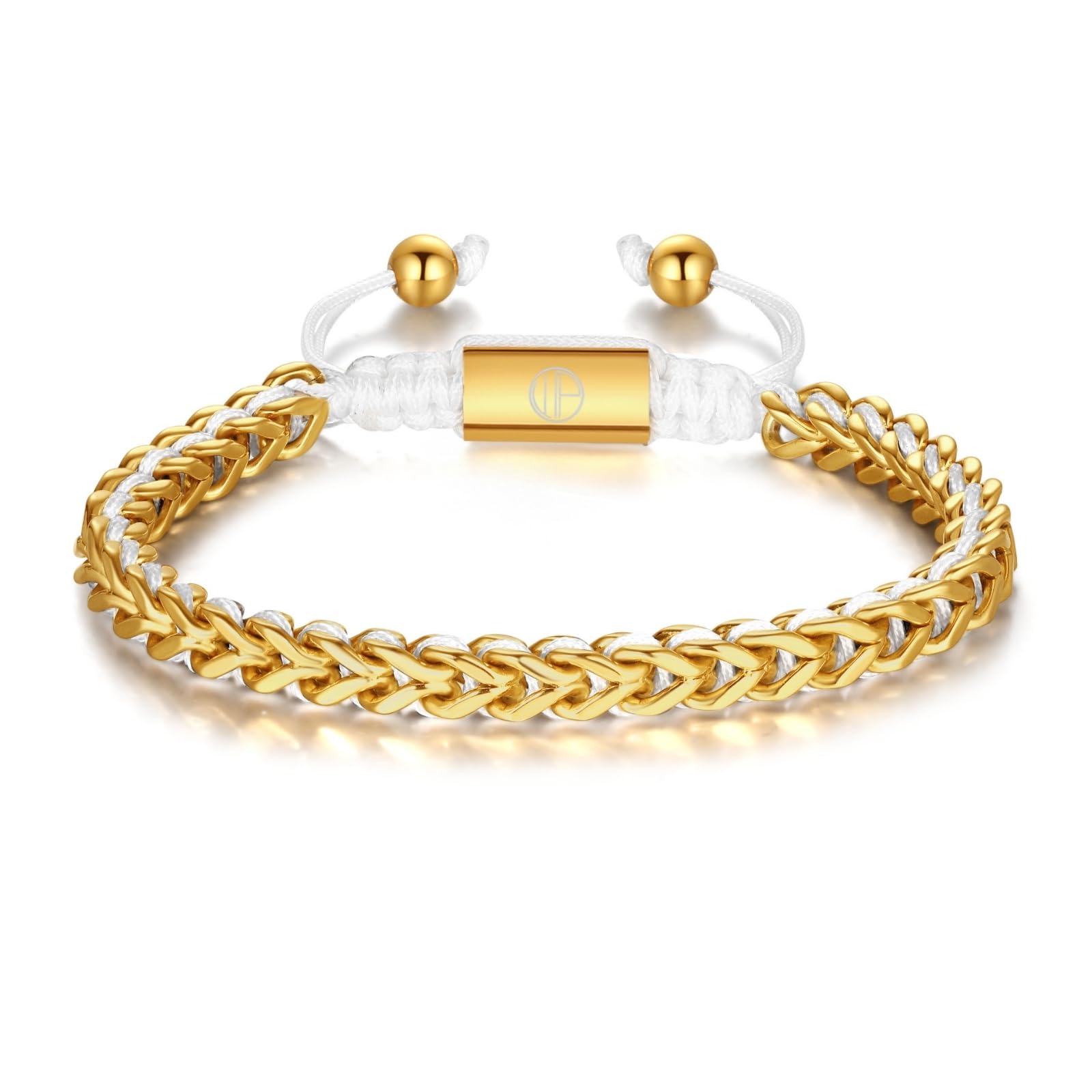 Gold-Plated Bracelets for Men 18K Gold Plated Franco Link Chain Stainless Steel Bracelet Adjustable Bracelet Mens Jewelry Birthday Gift