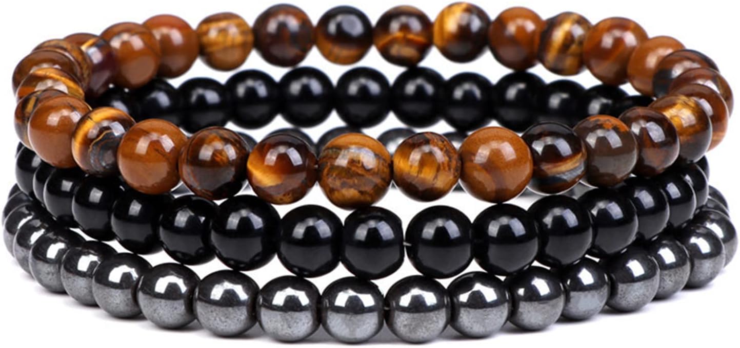2-Piece Set: Matte Lava Stone Bead Stretch Bracelets (Couple's Set) – Stress Relief & Aromatherapy Jewelry