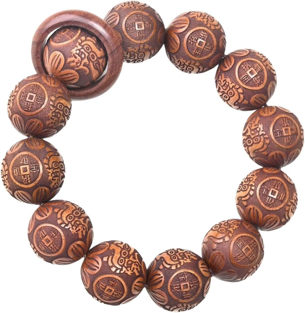 Natural Wooden Bracelet  Bead diameter: 0.8 inches, 12 beads, energy healing