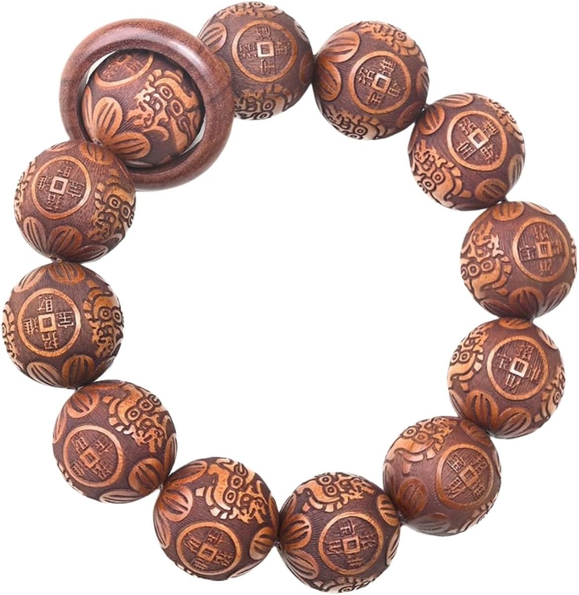 Natural Wooden Bracelet  Bead diameter: 0.8 inches, 12 beads, energy healing