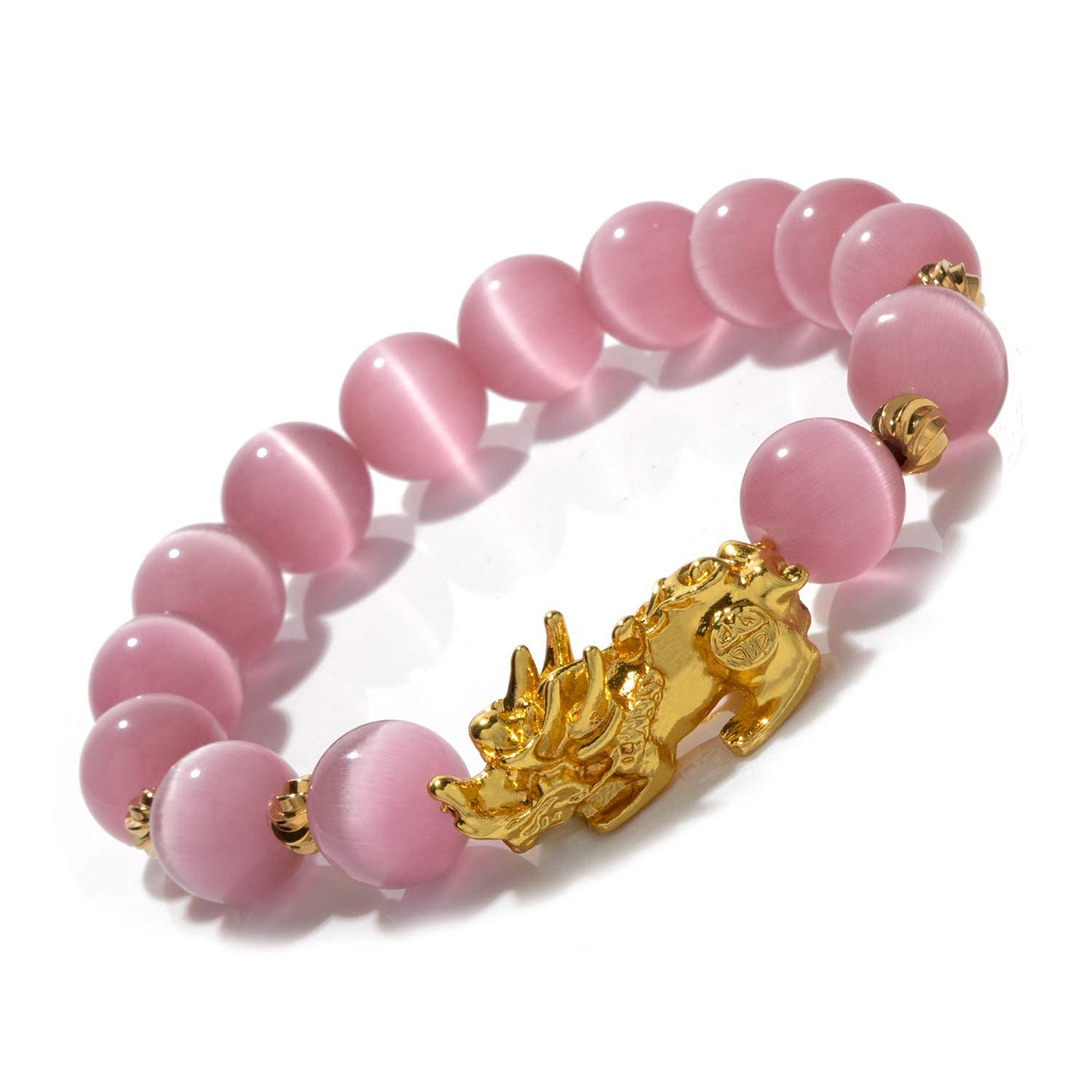 Fengshui Porsperity Jade Bracelet Lucky Charm Feng Shui Black Obsidian Wealth Bracelet Gift for Men Women with Gold Plated Pi Xiu Pi Yao Attract Wealth Good Luck