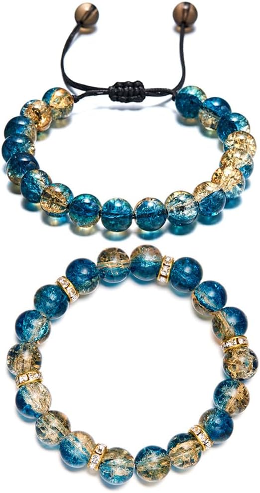 Beaded Stretch Bracelets for Women Men Healing Crystal Stone Bracelet Bead Adjustable Unisex Gemstones Bracelets