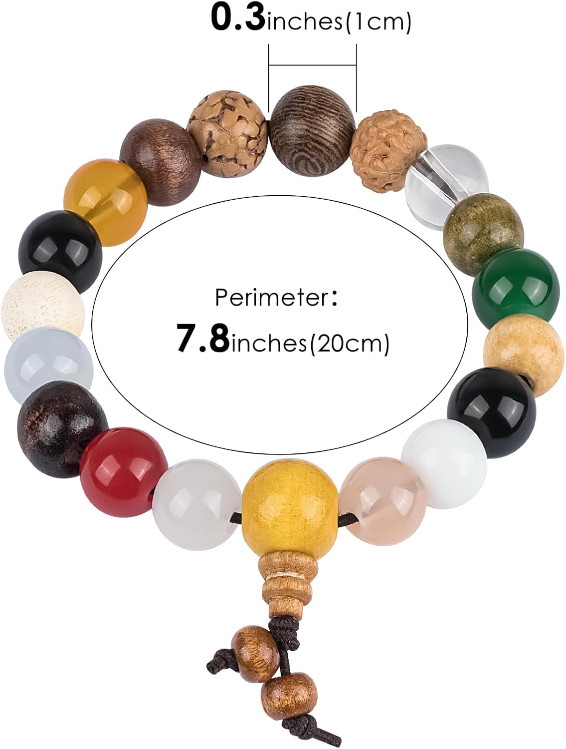 Handmade 18-Bead Bodhi Bracelet with Natural Crystals Chakra Balancing Feng Shui Jewelry for Meditation, Positive Energy & Spiritual Protection,