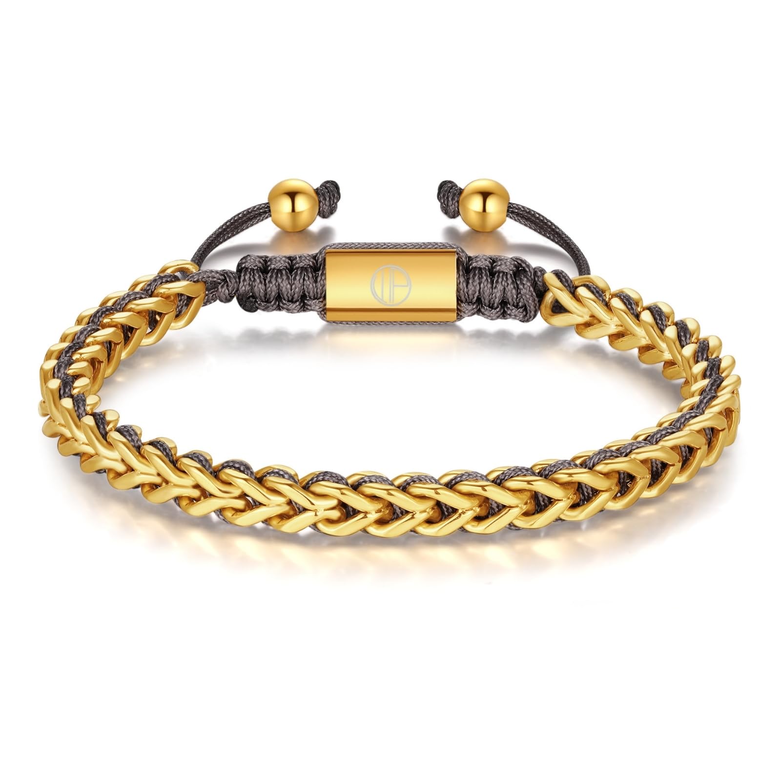 Gold-Plated Bracelets for Men 18K Gold Plated Franco Link Chain Stainless Steel Bracelet Adjustable Bracelet Mens Jewelry Birthday Gift