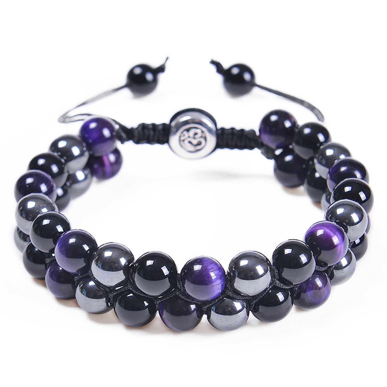 Triple Protection Energy Bracelet, Healing Crystals for Negative Energy Protection, Unisex Amulet with Obsidian, Tiger Eye, and Onyx Stones, Spiritual Jewelry for Men and Women, Healing, Manifestation, and Wellness
