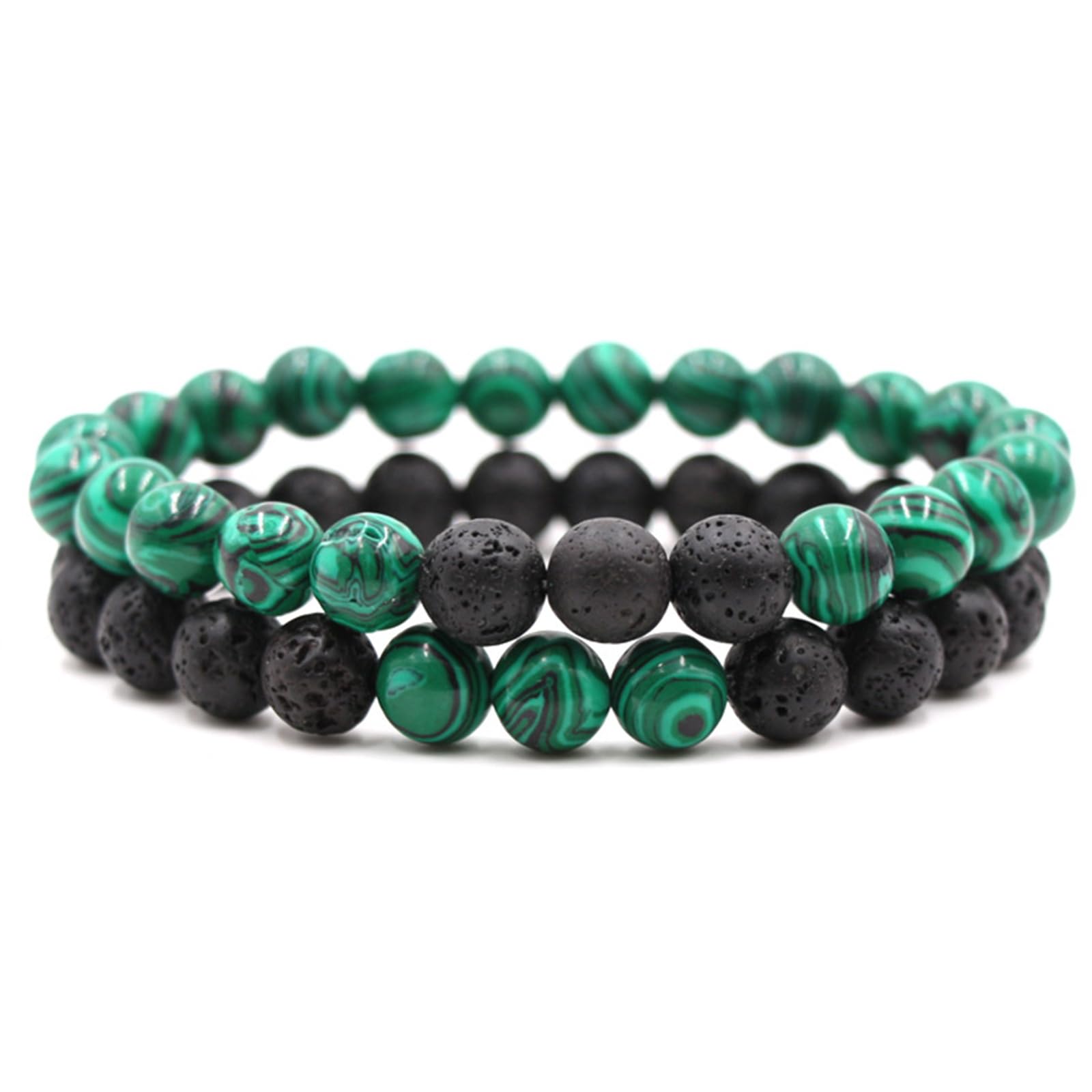 2-Piece Set: Natural Stone Bead Adjustable Bracelet, Essential Oil Diffuser, Aromatherapy Bracelet, Couple's Set, Friendship, Energy, Yoga, Stress Relief, Accessories