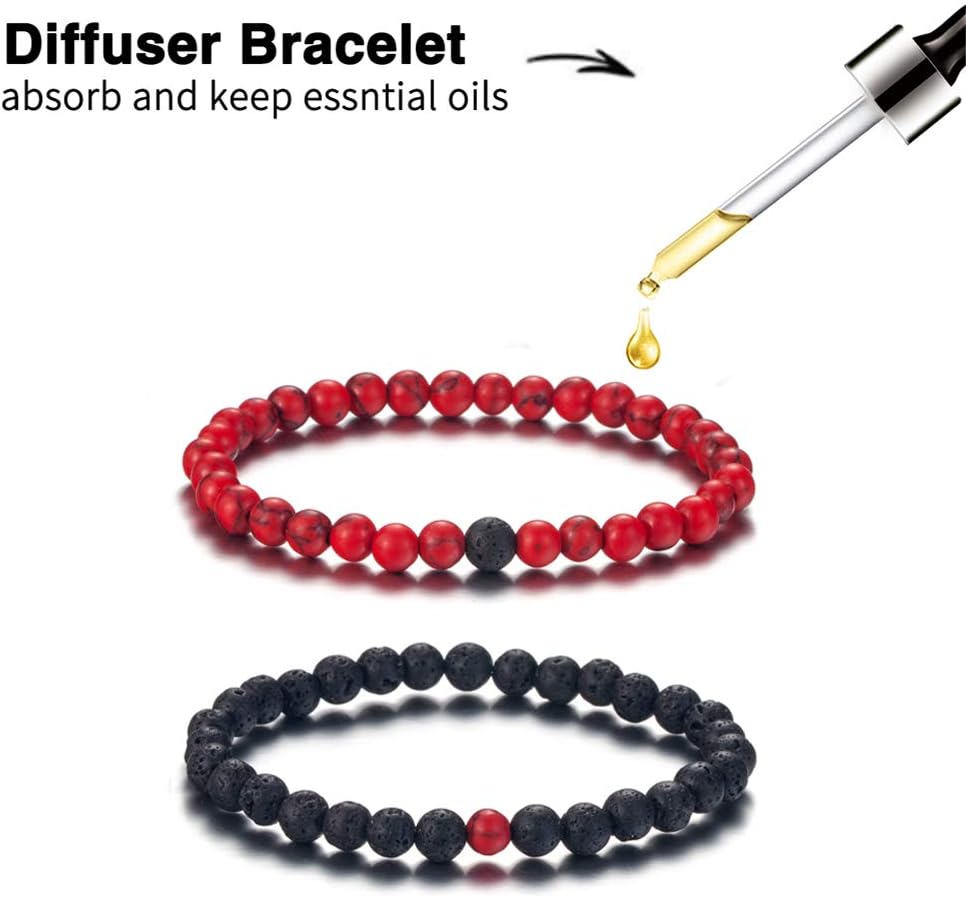 6mm Volcanic Rock Aromatherapy Anti-Anxiety Essential Oil Diffuser Bead Bracelet