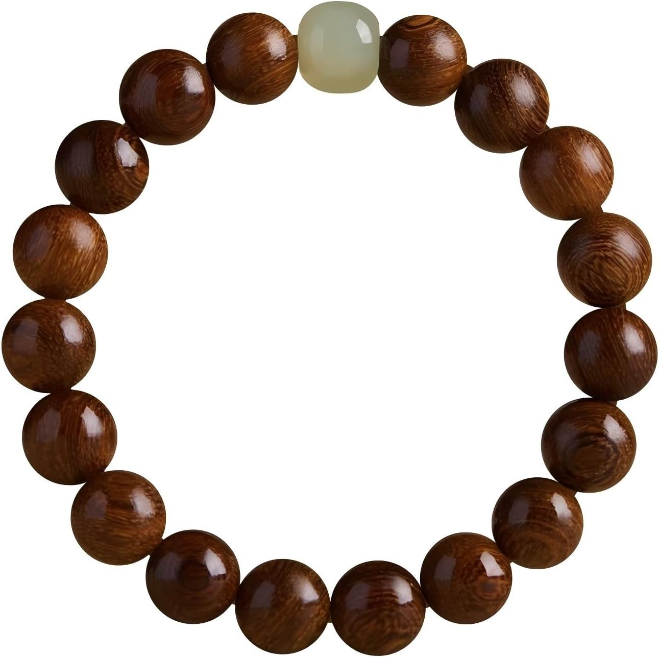 Feng Shui Wood Bracelet, Natural Golden Sandalwood Buddhist Mala for Wealth Luck Prosperity, Positive Energy Meditation Bracele