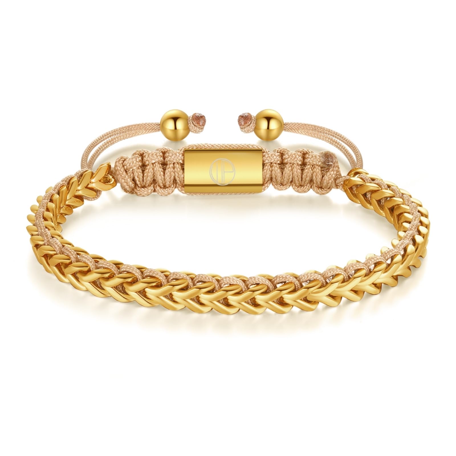 Gold-Plated Bracelets for Men 18K Gold Plated Franco Link Chain Stainless Steel Bracelet Adjustable Bracelet Mens Jewelry Birthday Gift