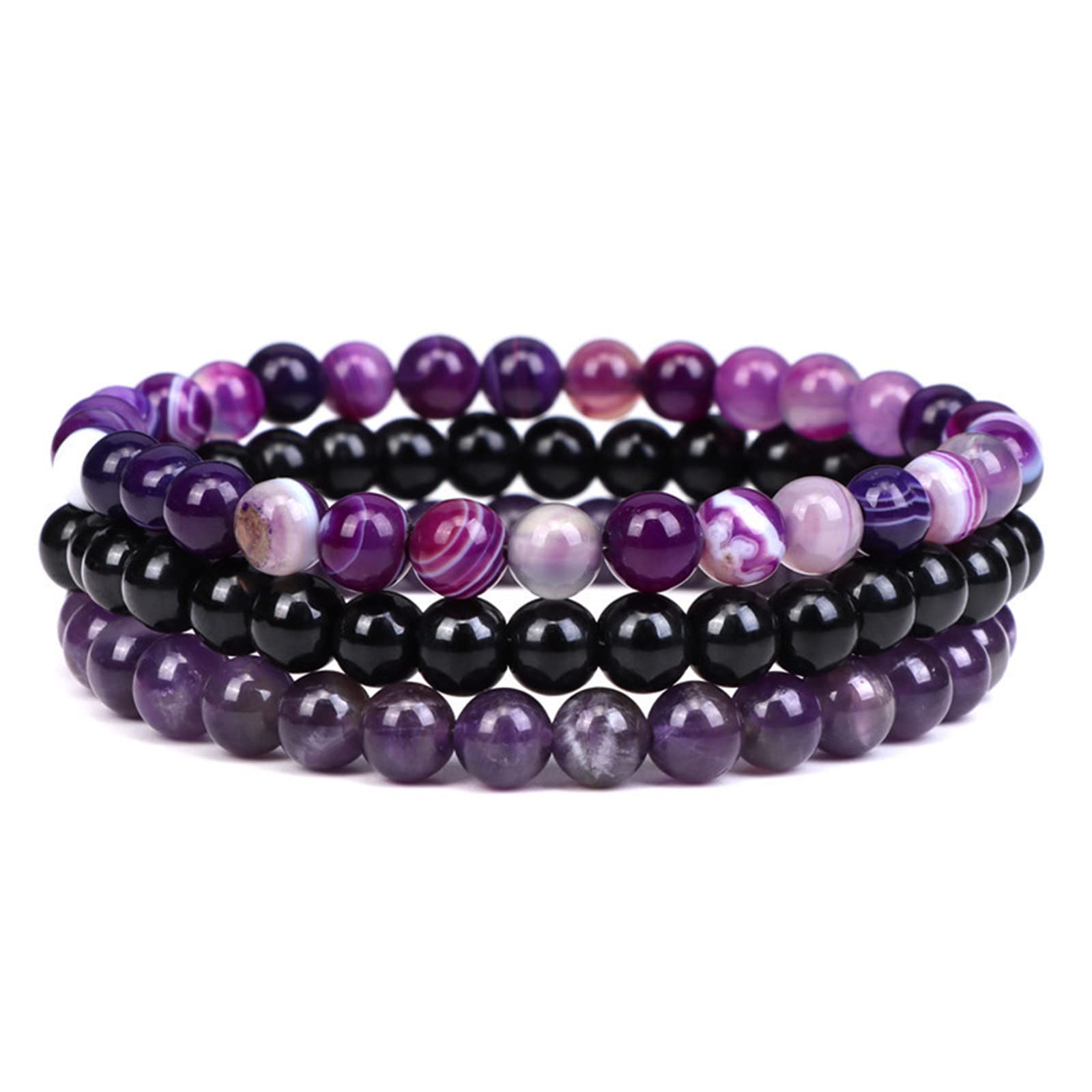 2-Piece Set: Matte Lava Stone Bead Stretch Bracelets (Couple's Set) – Stress Relief & Aromatherapy Jewelry