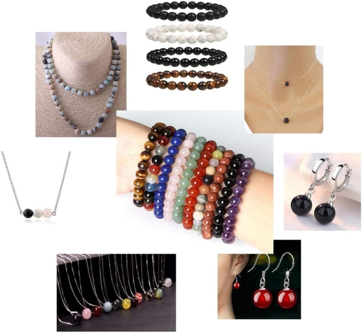 Genuine purple volcanic rock gemstones, energy healing beads, perfect for necklaces, bracelets, and earrings—enjoy the fun of DIY (8 mm, 46 beads)
