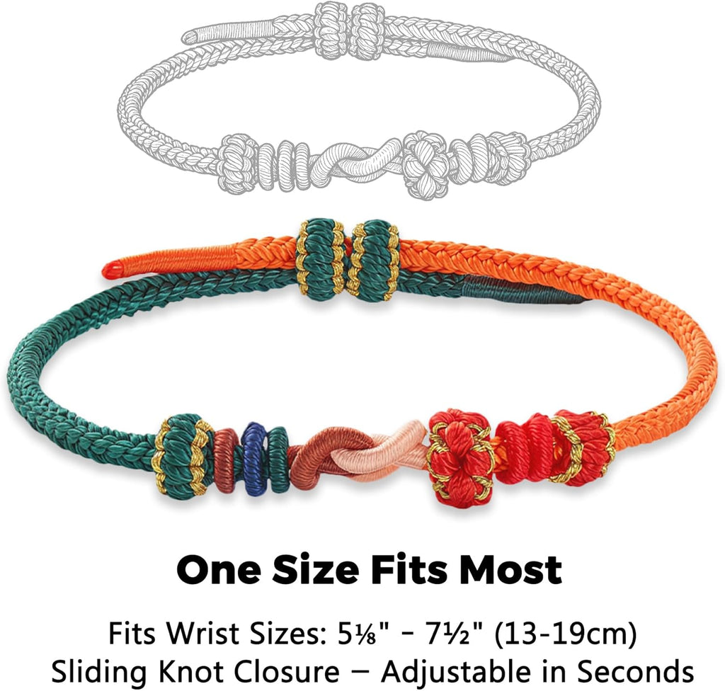 Adjustable Tibetan-style nylon knot bracelets, Feng Shui amulet bracelets