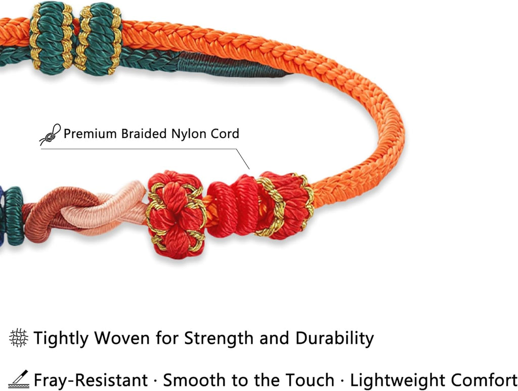 Adjustable Tibetan-style nylon knot bracelets, Feng Shui amulet bracelets