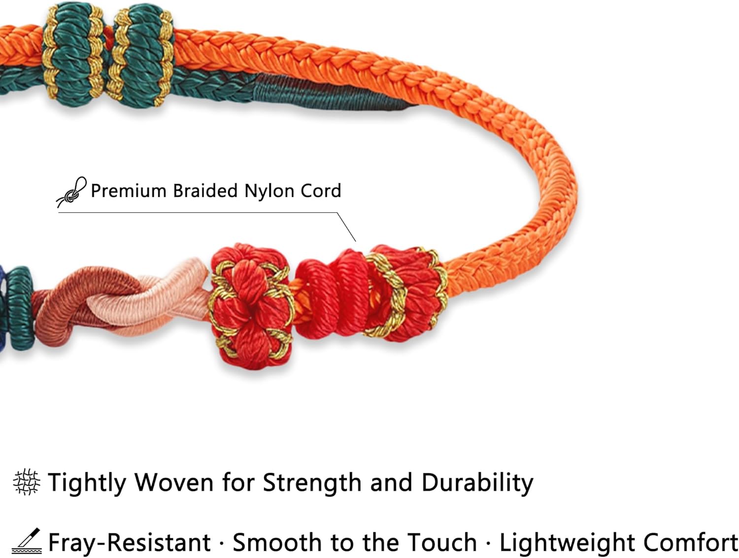 Adjustable Tibetan-style nylon knot bracelets, Feng Shui amulet bracelets