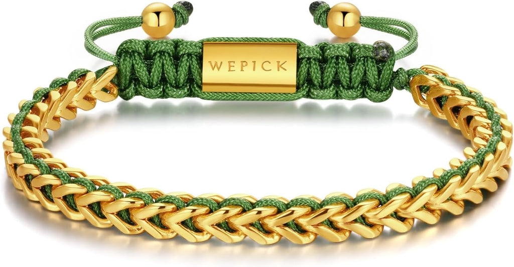Gold-Plated Bracelets for Men 18K Gold Plated Franco Link Chain Stainless Steel Bracelet Adjustable Bracelet Mens Jewelry Birthday Gift