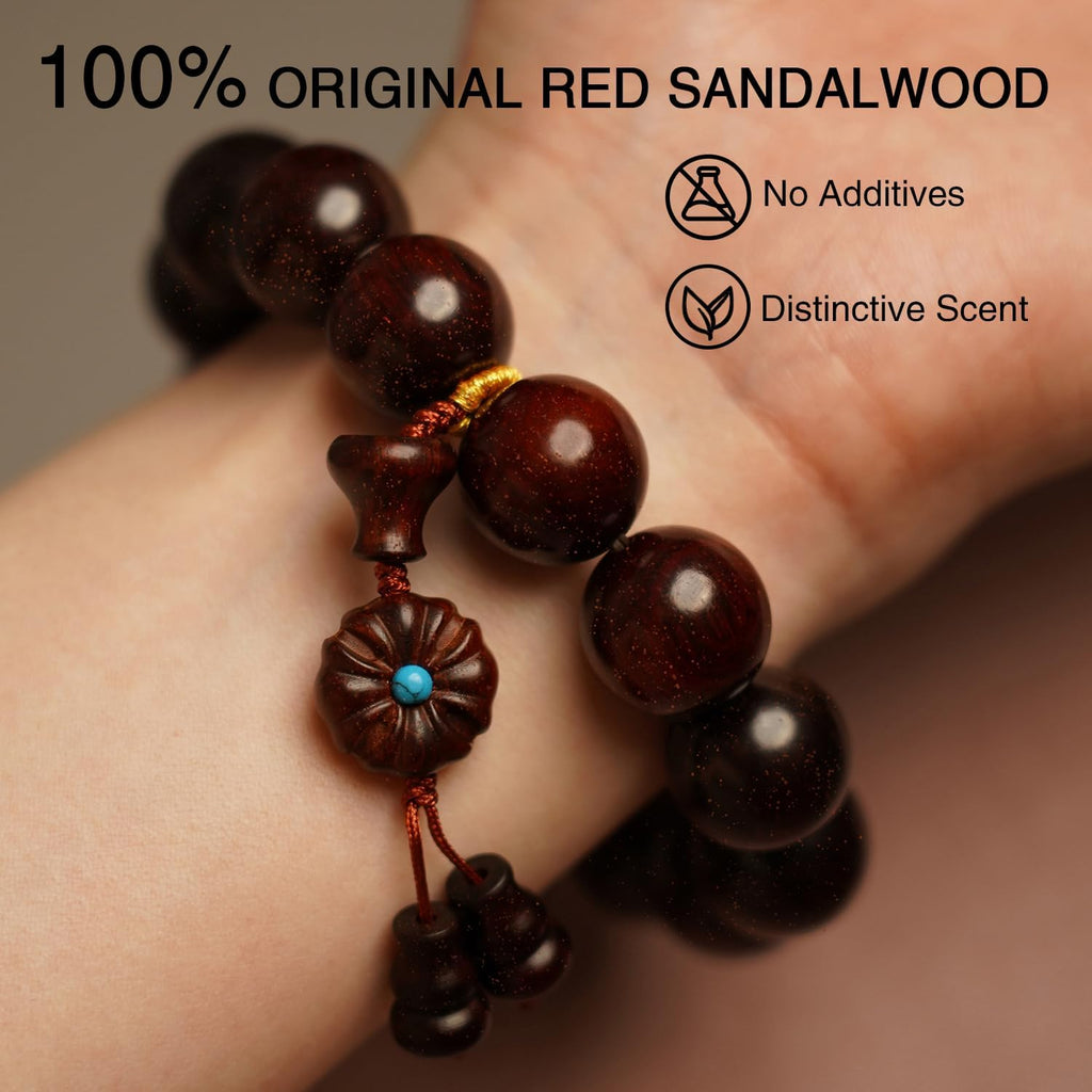 Meditation Bead Bracelets, Handcrafted Sandalwood Prayer Beads, Buddhist Blessing Rosewood Bracelets