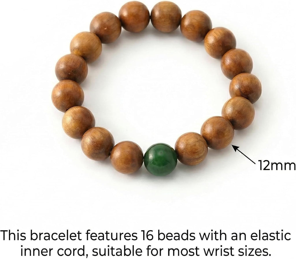 Buddhist Prayer Beads, Meditation Mala Bracelet, Unisex Wooden Wristband, Handmade Golden Nanmu Rosary,
