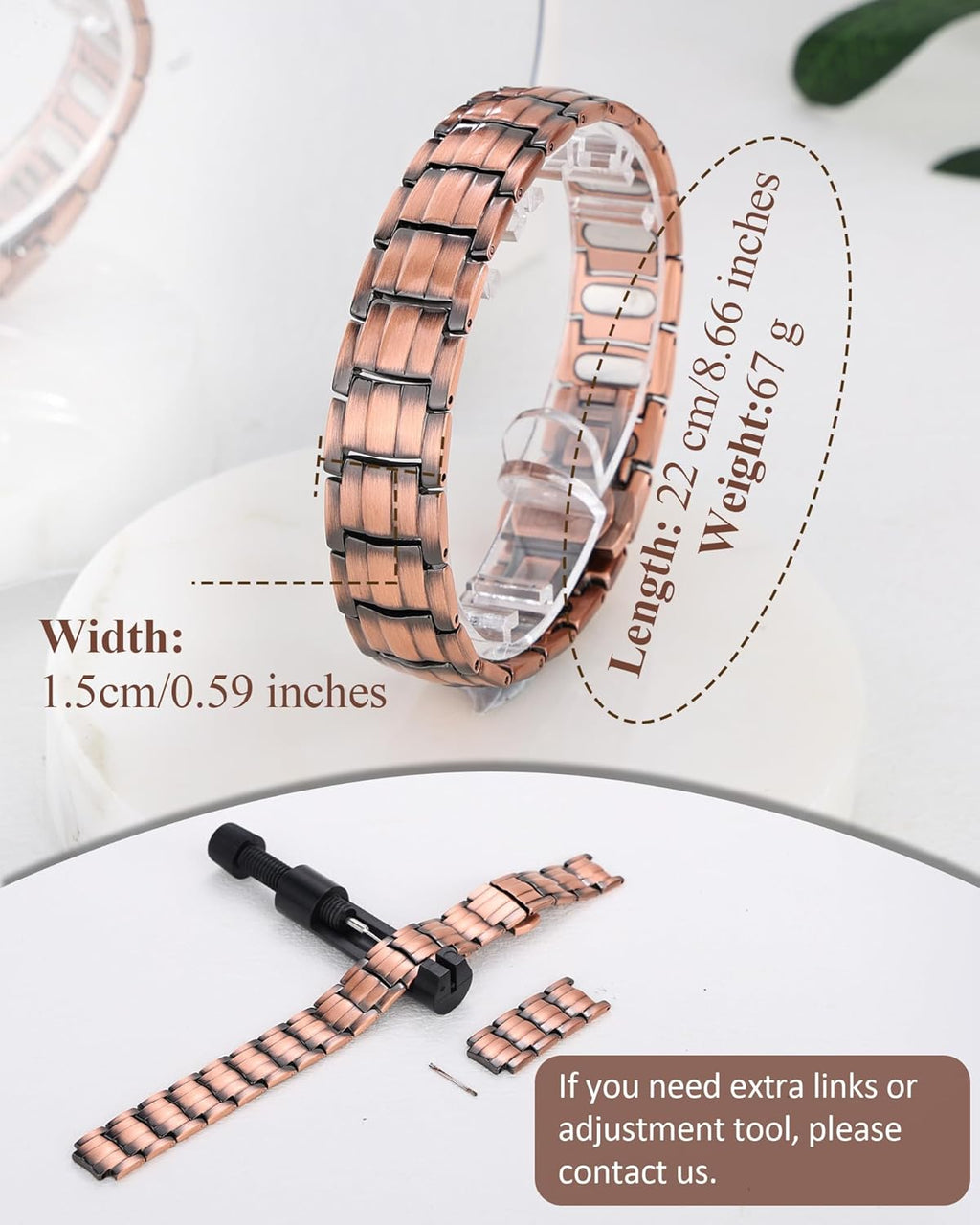 Patriotic Design Magnetic Bracelets for Men, Ultra Strength 99.9% Pure Copper Bracelet with 5000 Gauss Magnets, Adjustable Size with Sizing Tool & Gift Box