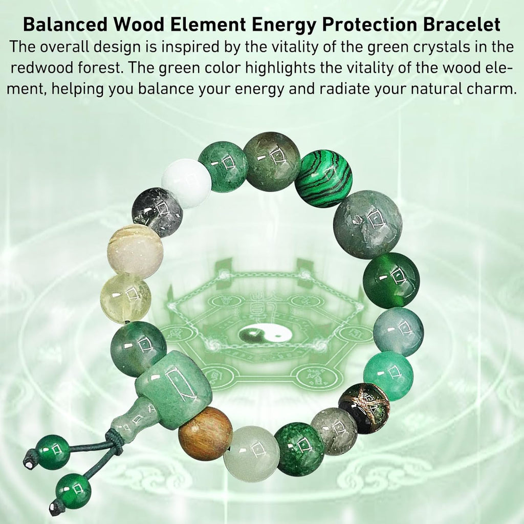Five Elements Balance Feng Shui Bracelet – Energy Cycle Jewelry for Men Women – Original Crystal Design for Good Luck, Abundance, Protection & Harmony