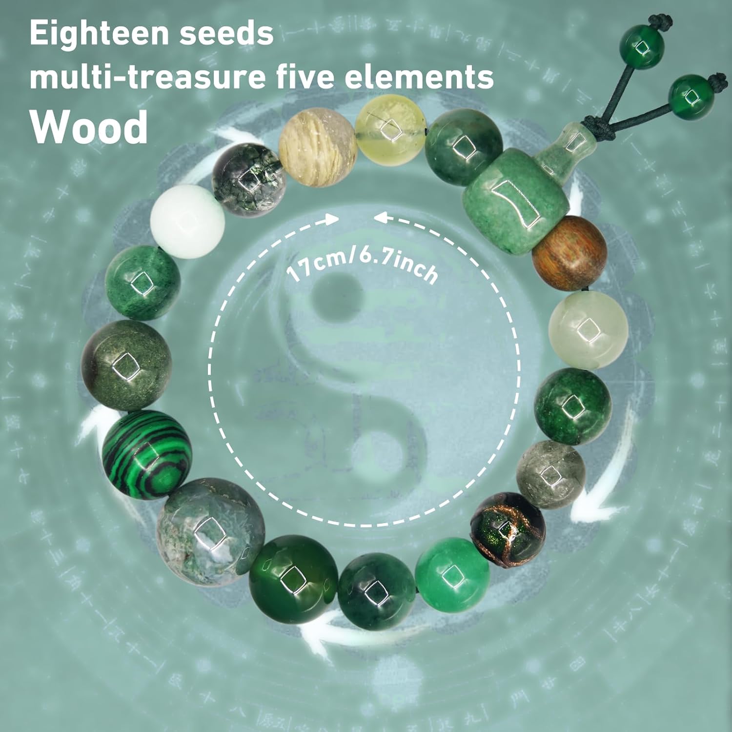 Five Elements Balance Feng Shui Bracelet – Energy Cycle Jewelry for Men Women – Original Crystal Design for Good Luck, Abundance, Protection & Harmony