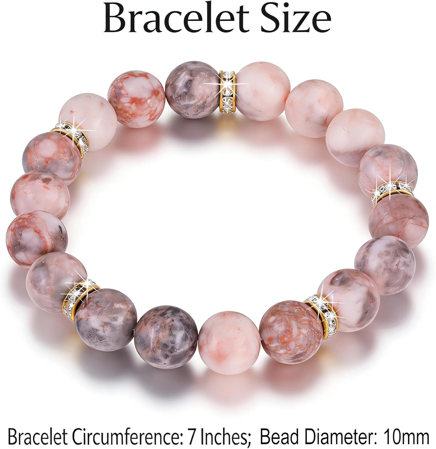 Healing Bead Bracelet—A rose quartz and chakra crystal bracelet that helps relieve anxiety and reduce stress; this soothing, stretchy bracelet calms both body and mind, making it perfect for yoga, meditation, and everyday wear