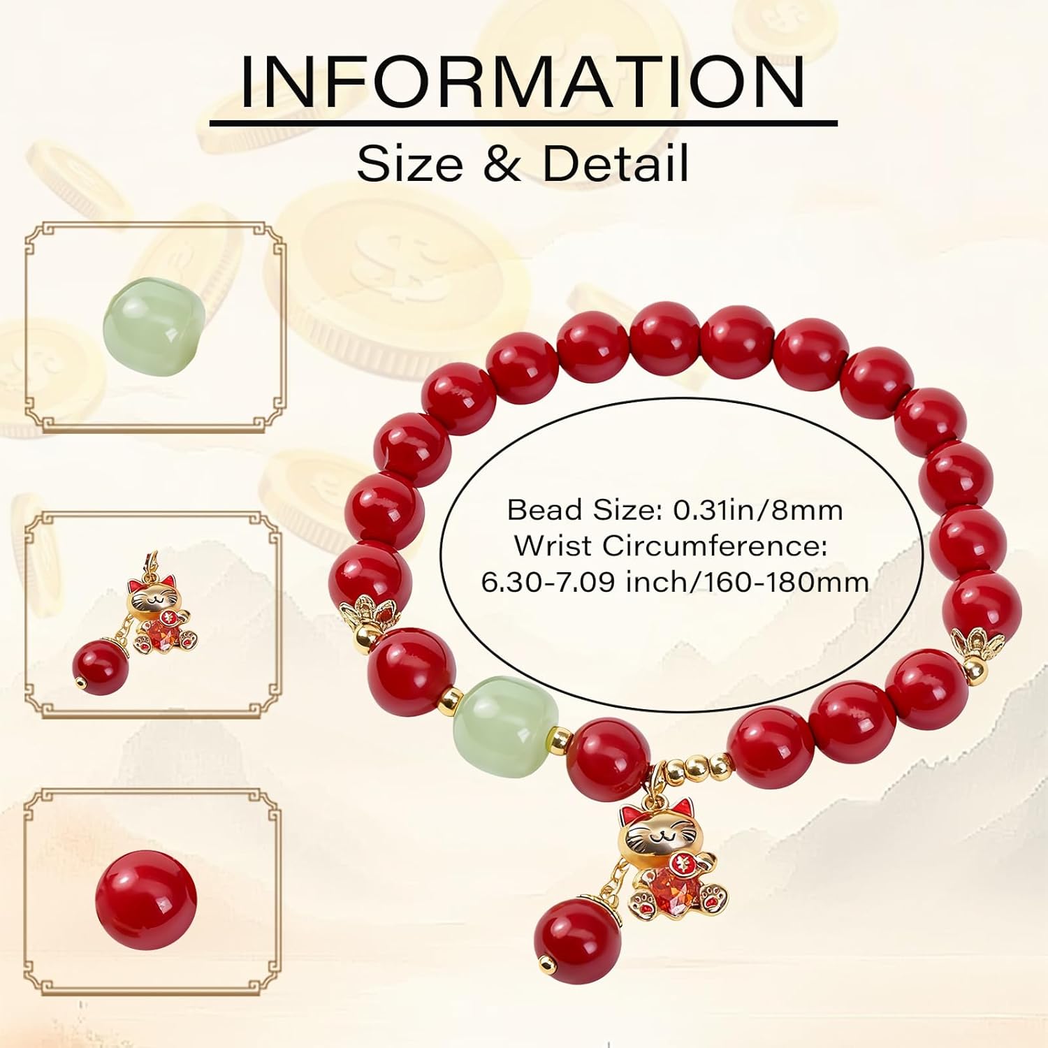 Maneki-neko Pendant Bracelet: A healing bracelet that attracts wealth and good fortune