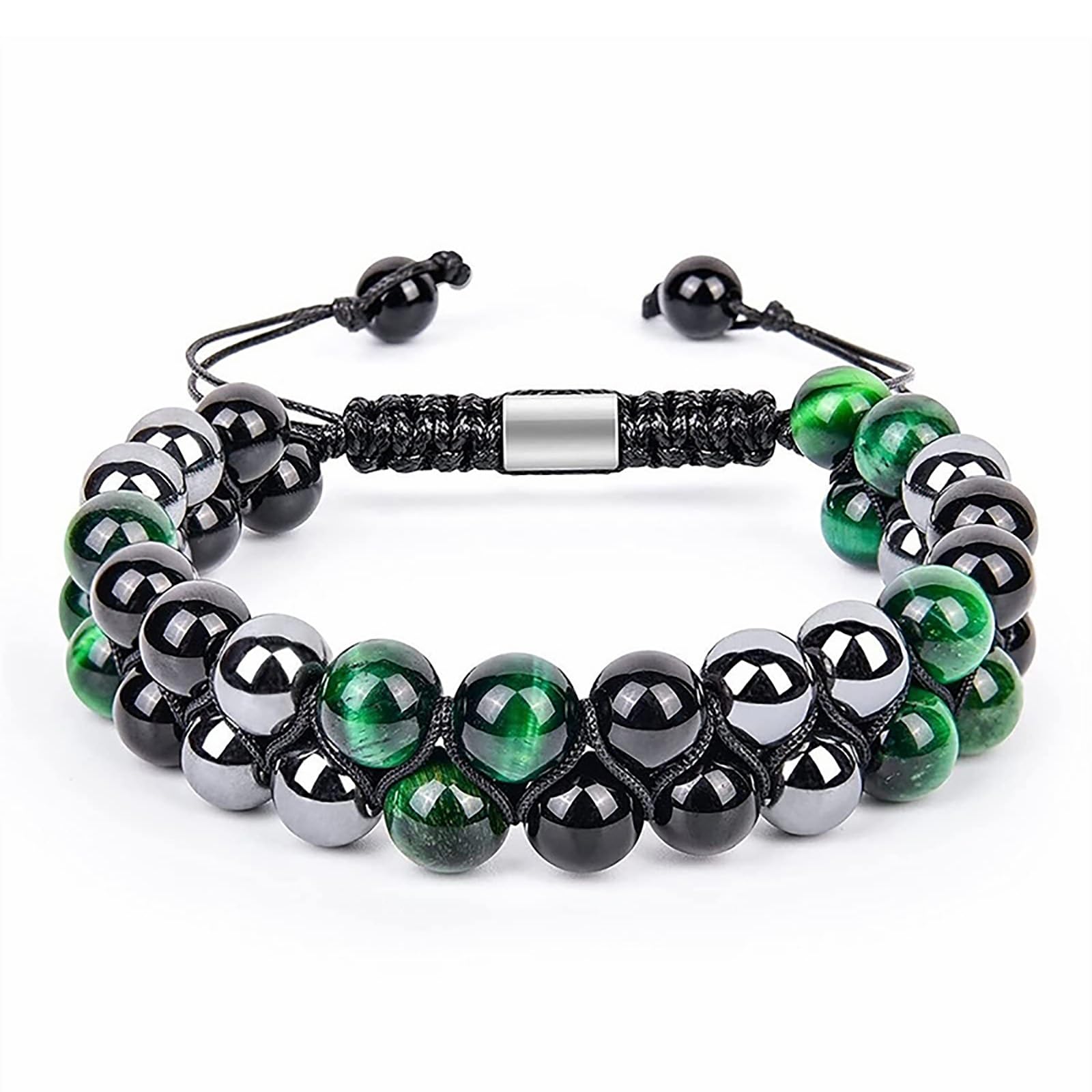 Triple Protection Energy Bracelet, Healing Crystals for Negative Energy Protection, Unisex Amulet with Obsidian, Tiger Eye, and Onyx Stones, Spiritual Jewelry for Men and Women, Healing, Manifestation, and Wellness
