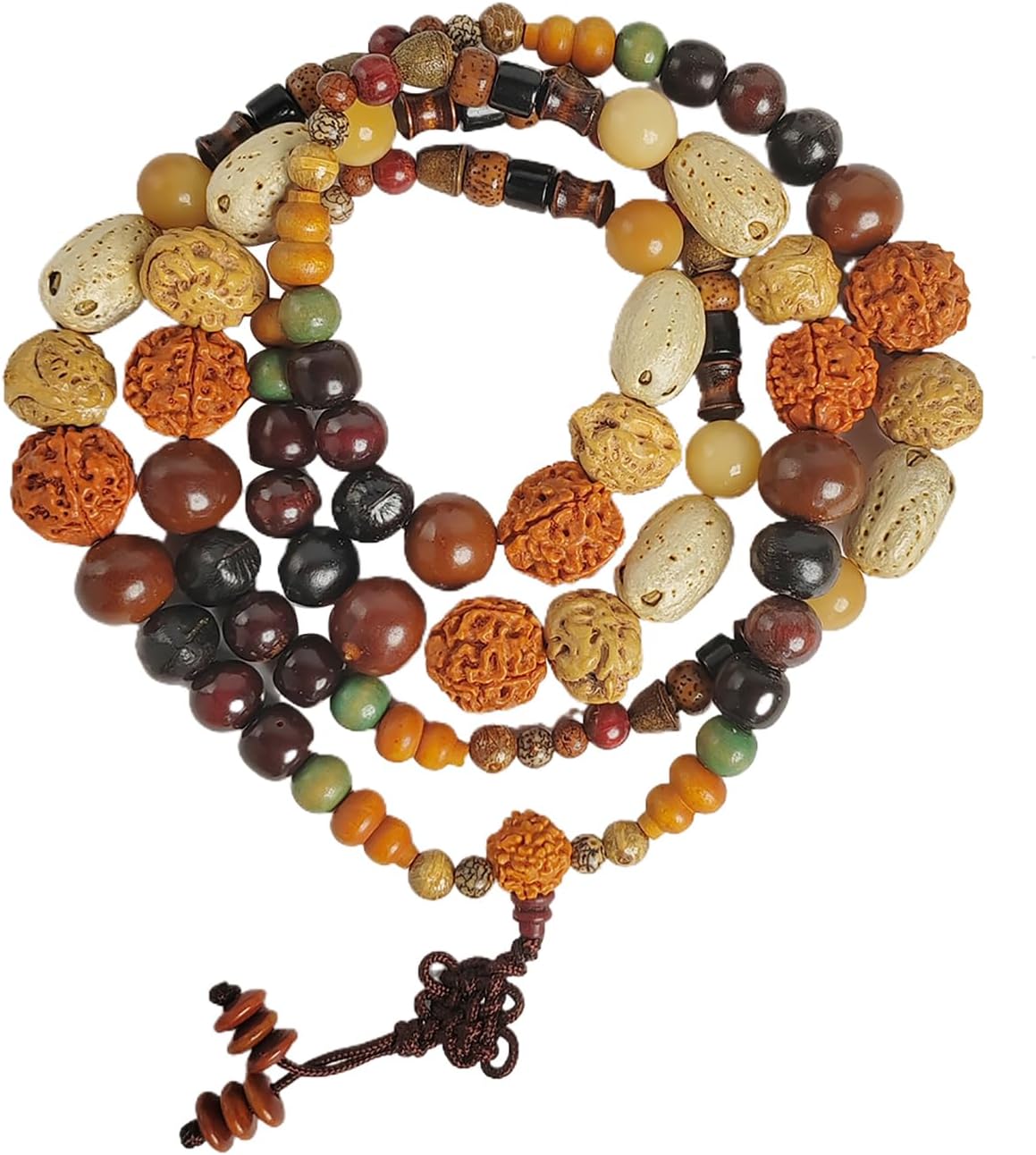 108 Beads Mala Necklace for Meditation Made of 18 Kinds of Bodhi Seeds Buddhist Prayer Beads Mala Bracelet