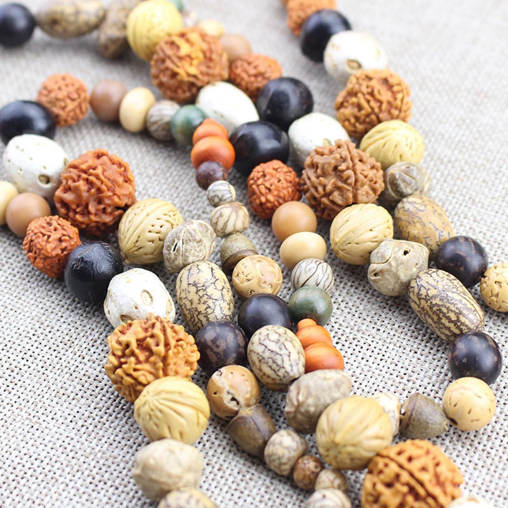 108 Beads Mala Necklace for Meditation Made of 18 Kinds of Bodhi Seeds Buddhist Prayer Beads Mala Bracelet