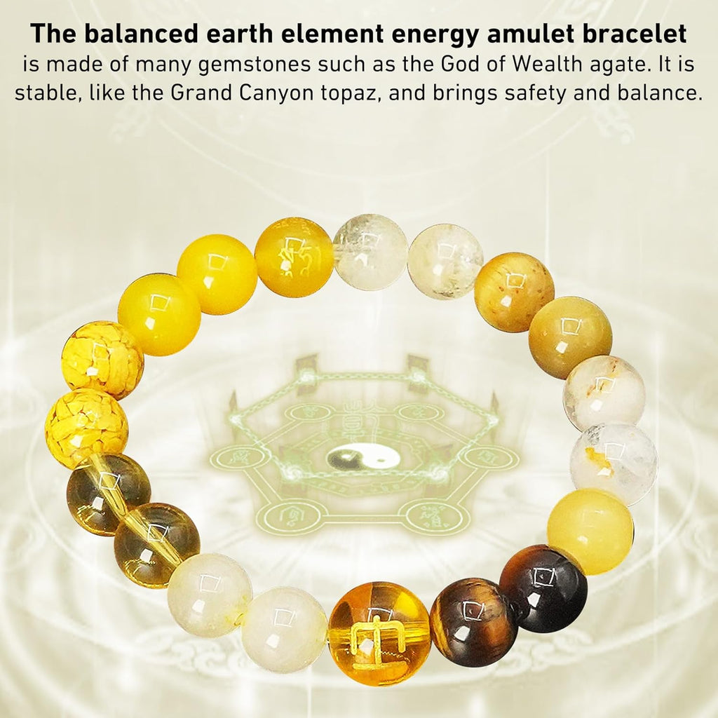 Five Elements Balance Feng Shui Bracelet – Energy Cycle Jewelry for Men Women – Original Crystal Design for Good Luck, Abundance, Protection & Harmony