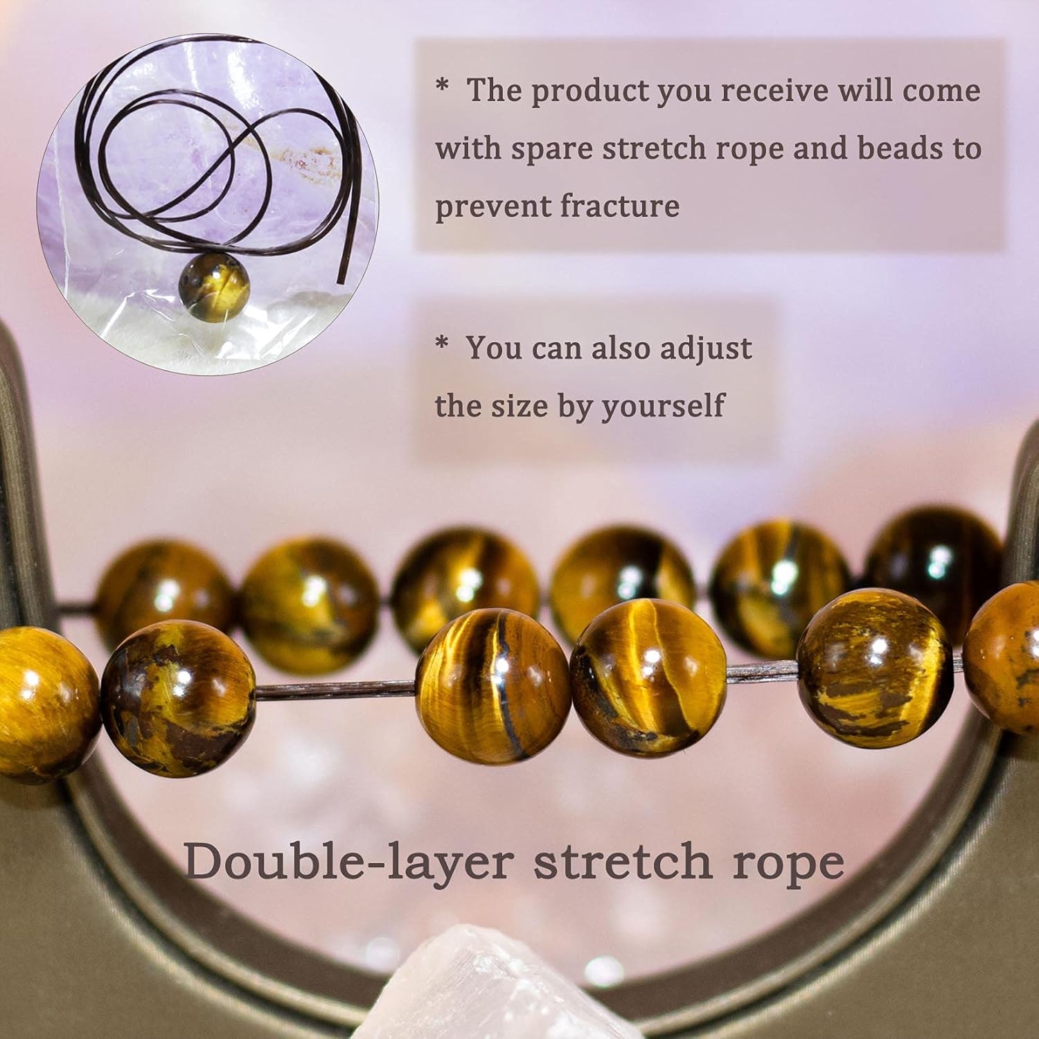 Natural Gemstone Stretch Bracelet, Handmade Unisex Crystal Bracelets for Meditation, Yoga, Spiritual Healing & Positive Energy
