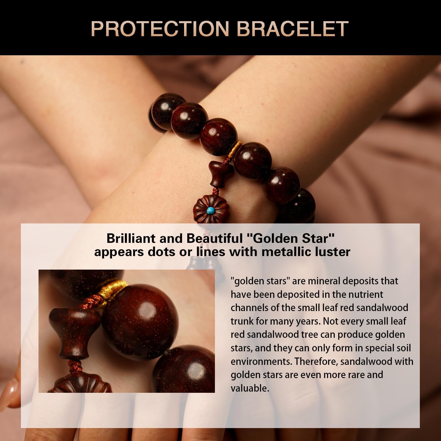 Meditation Bead Bracelets, Handcrafted Sandalwood Prayer Beads, Buddhist Blessing Rosewood Bracelets