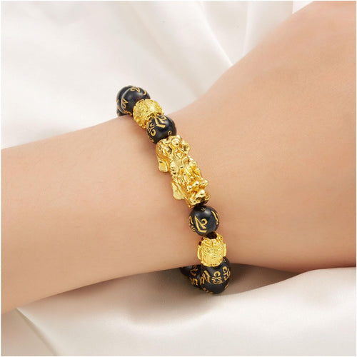 Black Obsidian Pixiu Beaded Bracelet